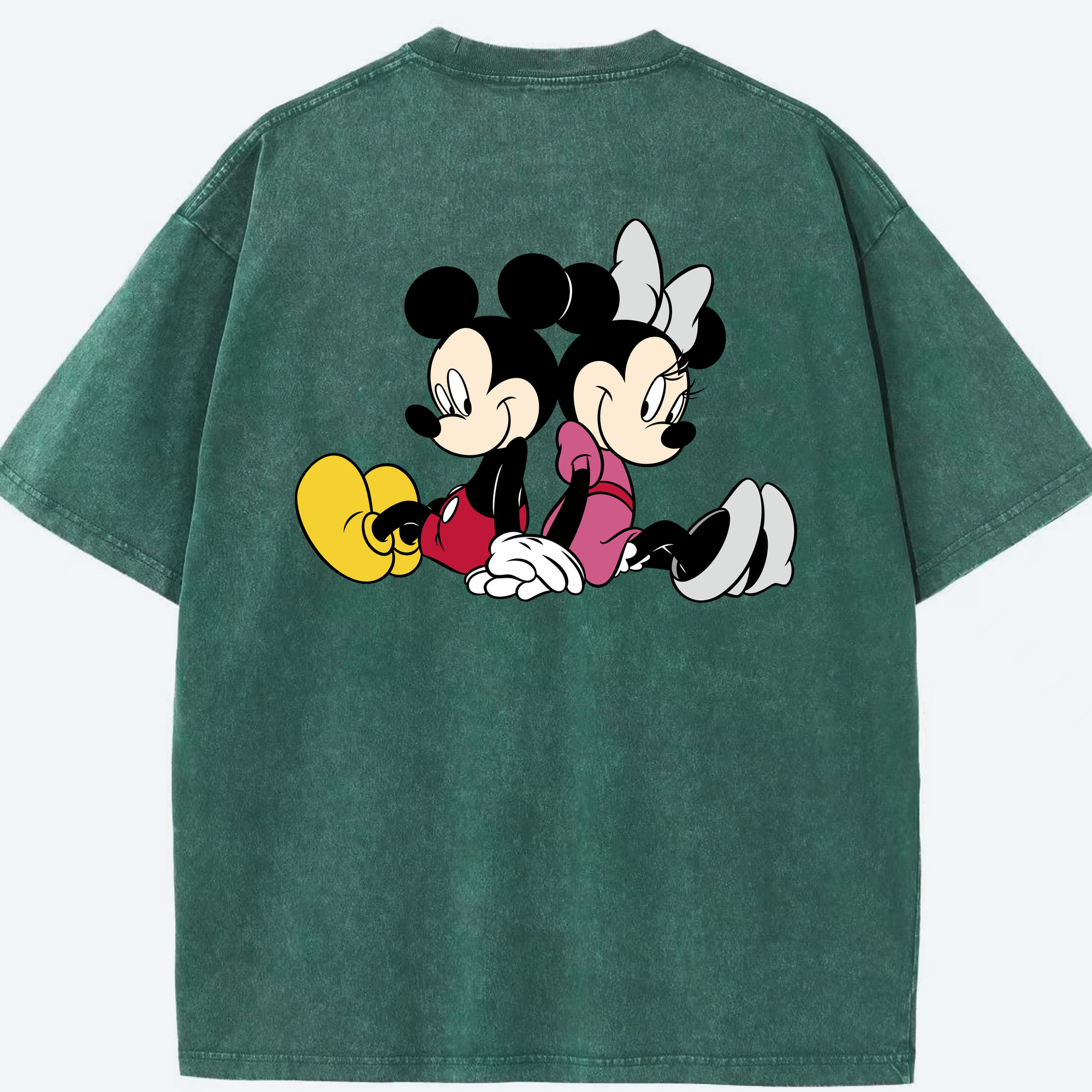 （画像用） ミッキーマウス Mickey Mouse 綿100% ヴィンテージ風 半袖Tシャツ（背面プリント）